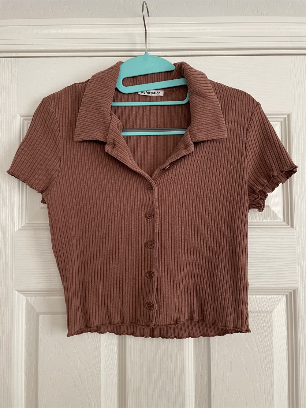 Reformation brown ribbed crop top